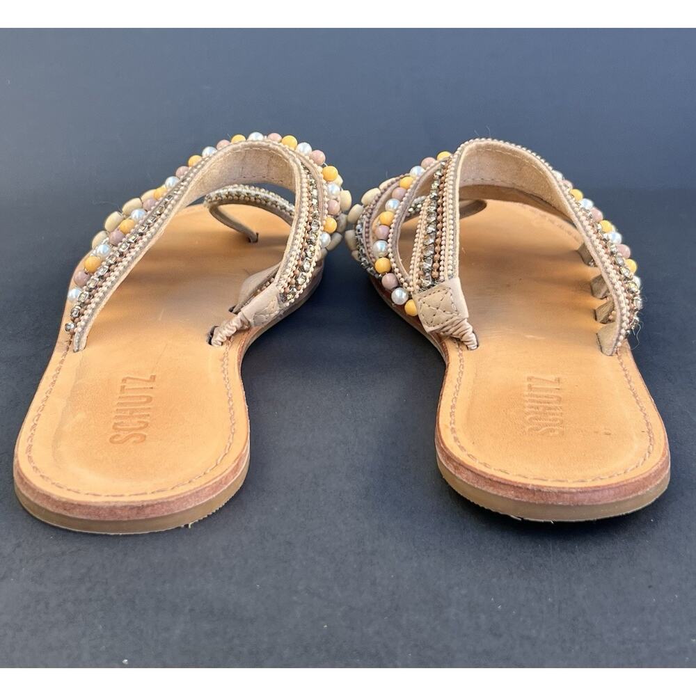 Schutz Jodie Beaded Toe-Loop Leather Sandals Women's Size 7.5 US - Picture 13 of 13